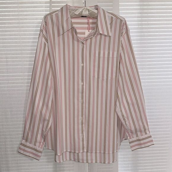 Vineyard Vines XS-XL White Pink Stripes Oversized Poplin Button Down Shirt - Picture 7 of 16